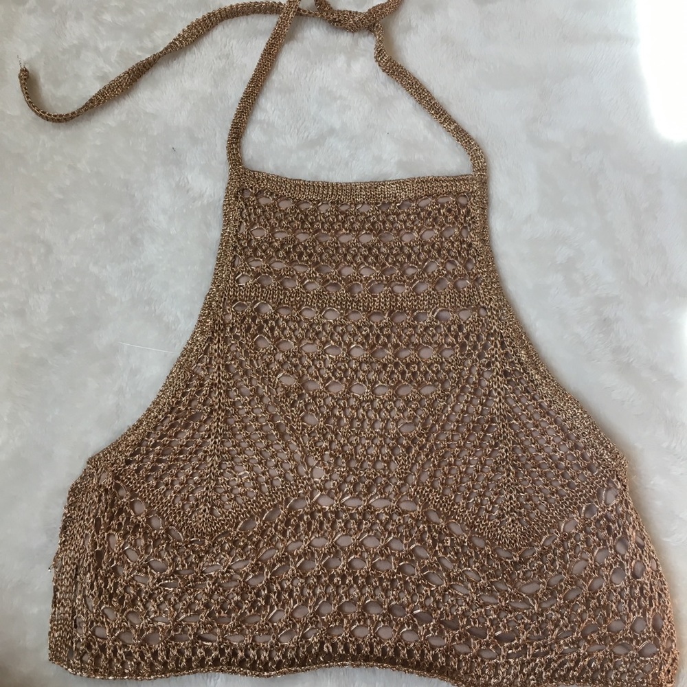 gold crop top, size small
